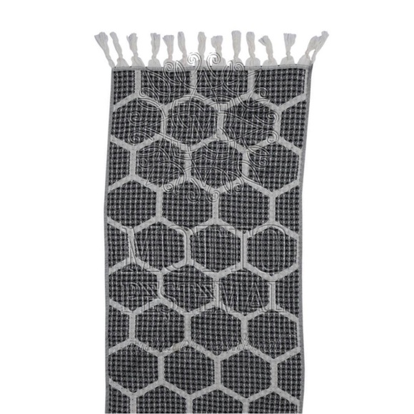 Modern Black White Geo Waffle Handmade Loom Weave 2 Side Towel 20 x 40 NEW - Picture 5 of 11